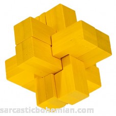 Fridolin Bamboo IQ-Test Puzzle 17188 Block Cross Yellow B00M8V51K8